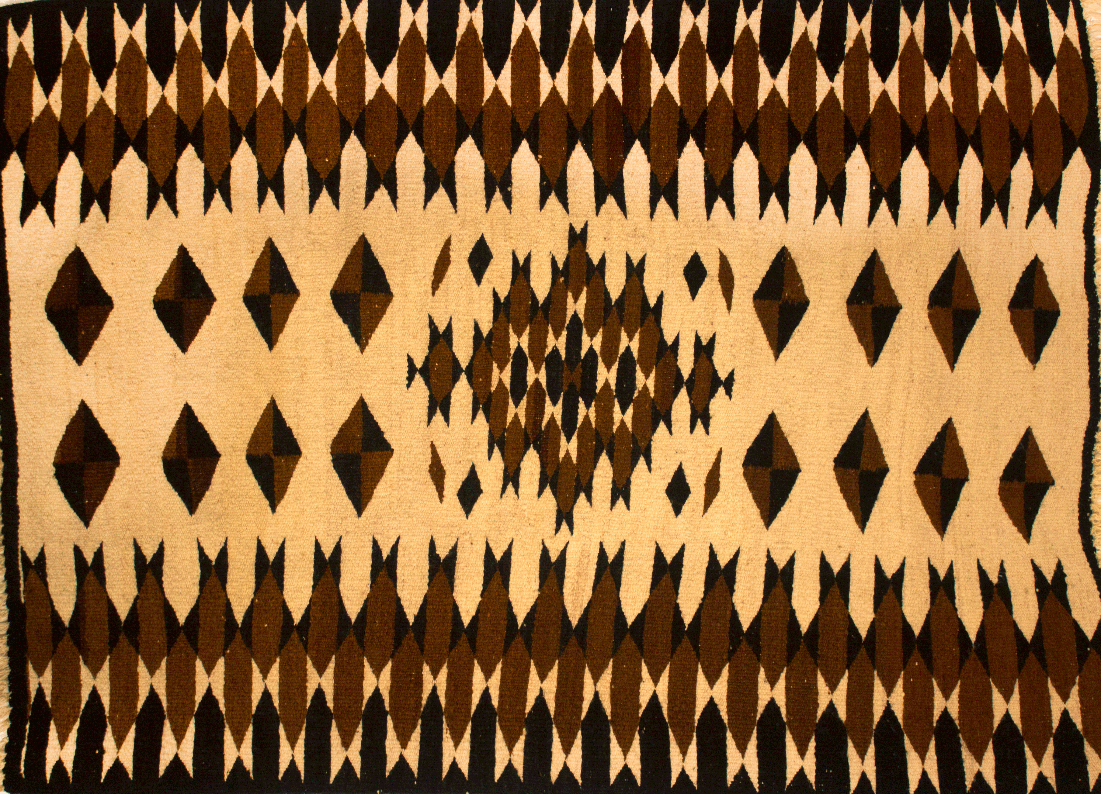 Juanita Guamea, Plain Tapestry Weave Serape Blanket, 1979, natural dye home spun wool. Collection of the Tucson Museum of Art. Gift of Gloria Giffords. 2016.23.3